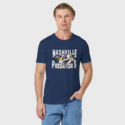 Мужская футболка Nashville Predators, Нэшвилл Предаторз / Тёмно-синий – фото 3