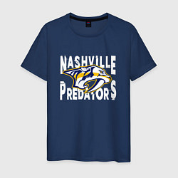 Футболка хлопковая мужская Nashville Predators, Нэшвилл Предаторз, цвет: тёмно-синий