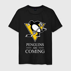 Футболка хлопковая мужская Penguins are coming, Pittsburgh Penguins, Питтсбур, цвет: черный