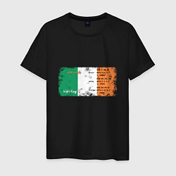 Футболка хлопковая мужская Флаг Ирландии, цвет: черный
