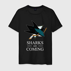 Футболка хлопковая мужская Sharks are coming, Сан-Хосе Шаркс San Jose Sharks, цвет: черный