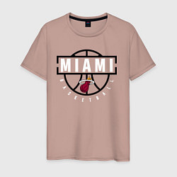 Футболка хлопковая мужская MIAMI HEAT NBA МАЯМИ ХИТ НБА, цвет: пыльно-розовый