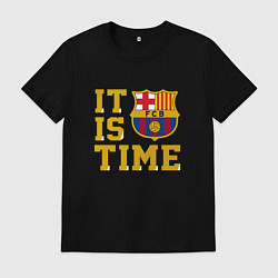 Футболка хлопковая мужская IT IS BARCA TIME НАСТАЛО ВРЕМЯ БАРСЫ Barcelona Бар, цвет: черный