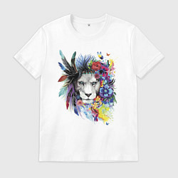 Футболка хлопковая мужская Color lion!, цвет: белый