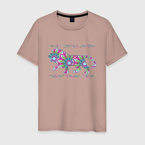 Мужская футболка Узорчатый лев / Пыльно-розовый – фото 1