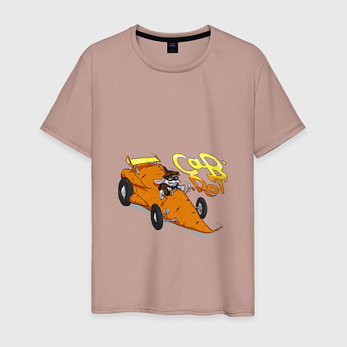 Мужская футболка Заяц на морквобиле / Пыльно-розовый – фото 1