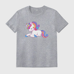 Футболка хлопковая мужская Единорог ко Дню Святого Валентина, цвет: меланж