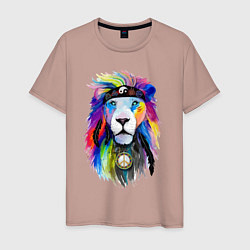 Футболка хлопковая мужская Color lion! Neon!, цвет: пыльно-розовый