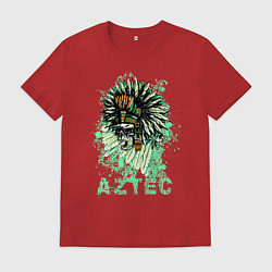 Футболка хлопковая мужская Череп ацтек, цвет: красный