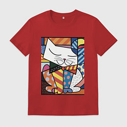 Футболка хлопковая мужская Ромеро Бритто Довольный кот, цвет: красный