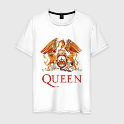 Футболка хлопковая мужская Queen, логотип, цвет: белый
