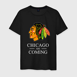 Футболка хлопковая мужская Chicago are coming, Чикаго Блэкхокс, Chicago Black, цвет: черный