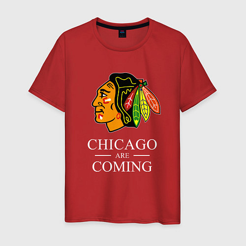 Мужская футболка Chicago are coming, Чикаго Блэкхокс, Chicago Black / Красный – фото 1