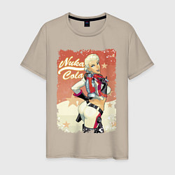 Футболка хлопковая мужская Fallout Nuka Cola Poster, цвет: миндальный