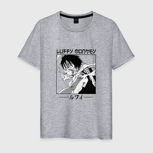 Мужская футболка Ван-Пис, Луффи Luffy / Меланж – фото 1
