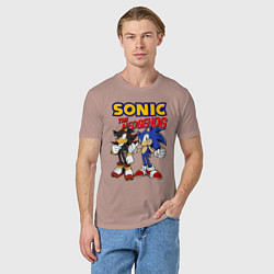 Футболка хлопковая мужская ЕЖ СОНИК SONIC THE HEDGEHOG, цвет: пыльно-розовый — фото 2
