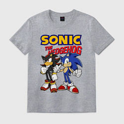 Футболка хлопковая мужская ЕЖ СОНИК SONIC THE HEDGEHOG, цвет: меланж