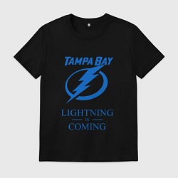Футболка хлопковая мужская Tampa Bay Lightning is coming, Тампа Бэй Лайтнинг, цвет: черный