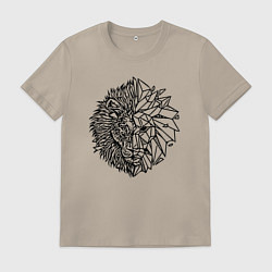 Футболка хлопковая мужская Лев голограмма, цвет: миндальный