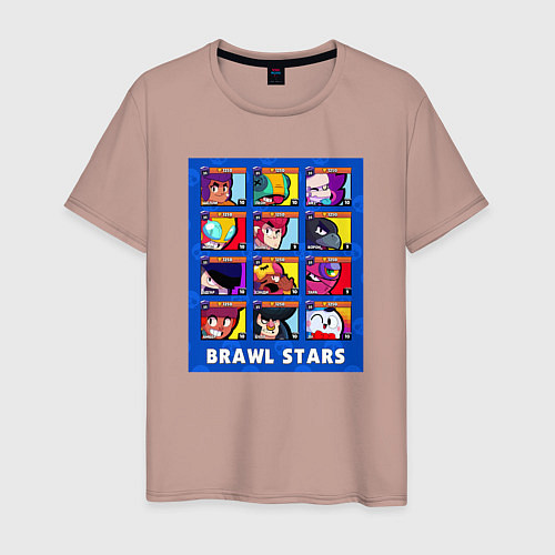 Мужская футболка Бойцы Бравл Старс на синем фоне Про аккаунт 35 ран / Пыльно-розовый – фото 1