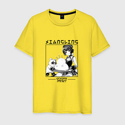 Футболка хлопковая мужская Сян Лин Xiangling, Genshin Impact, цвет: желтый