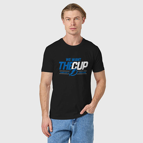 Мужская футболка Tampa Bay Lightning We want the cup Тампа Бэй Лайт / Черный – фото 3