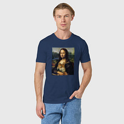 Футболка хлопковая мужская Shiba Inu Mona Lisa, цвет: тёмно-синий — фото 2