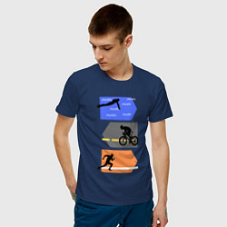 Футболка хлопковая мужская Триатлон - плыть, ехать, бежать, цвет: тёмно-синий — фото 2