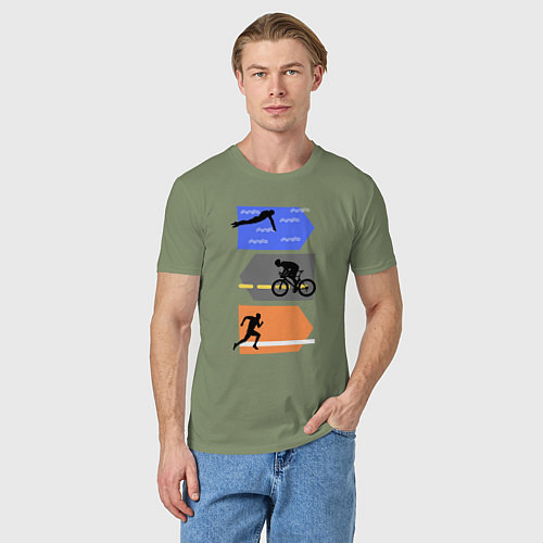Мужская футболка Триатлон - плыть, ехать, бежать / Авокадо – фото 3