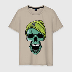 Футболка хлопковая мужская New York Yankees Cool skull, цвет: миндальный