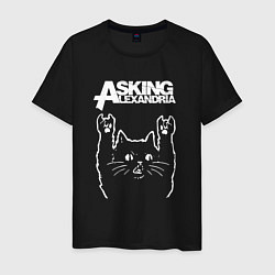 Футболка хлопковая мужская Asking Alexandria Рок кот, цвет: черный