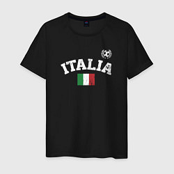 Футболка хлопковая мужская Футбол Италия, цвет: черный