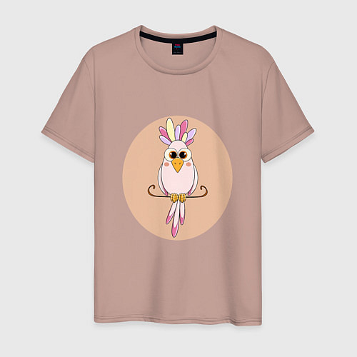 Мужская футболка Милая птичка / Пыльно-розовый – фото 1