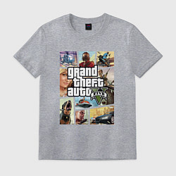 Футболка хлопковая мужская GTA V Logos, цвет: меланж