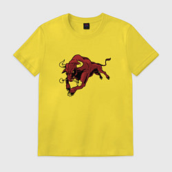 Футболка хлопковая мужская Красный бык Bull, цвет: желтый