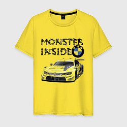 Футболка хлопковая мужская BMW M Power Monster inside, цвет: желтый