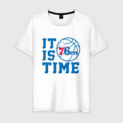 Футболка хлопковая мужская It Is Philadelphia 76ers Time Филадельфия Севенти, цвет: белый