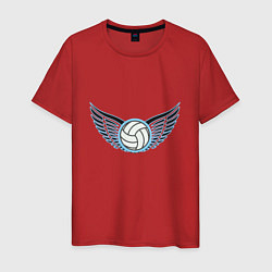 Футболка хлопковая мужская Volleyball Wings, цвет: красный