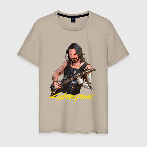 Мужская футболка Джонни Cyberpunk2077 Johnny с гитарой / Миндальный – фото 1