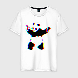 Футболка хлопковая мужская Banksy Panda with guns - Бэнкси, цвет: белый