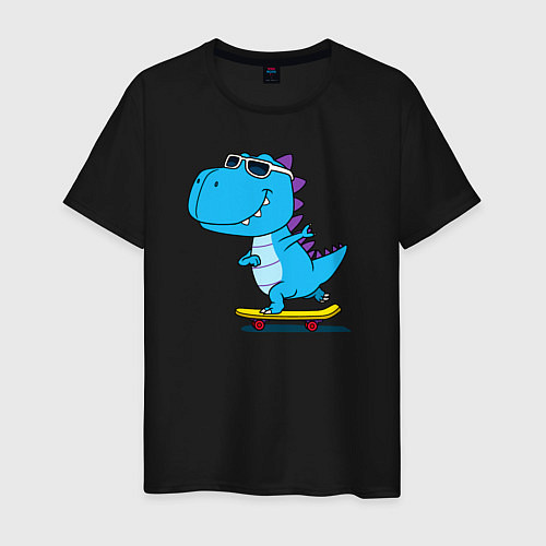 Мужская футболка Динозавр скейтбордист / Черный – фото 1