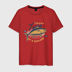Футболка хлопковая мужская Большая рыба fish, цвет: красный