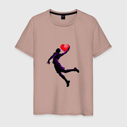Футболка хлопковая мужская Сердце Баскетболиста, цвет: пыльно-розовый