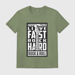 Футболка хлопковая мужская Live fast 2, цвет: авокадо