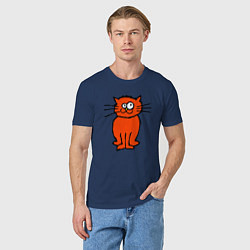 Футболка хлопковая мужская Забаный красный кот, цвет: тёмно-синий — фото 2