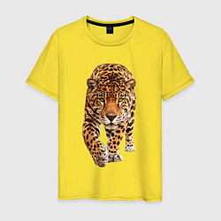 Футболка хлопковая мужская Бесстрашный ягуар, цвет: желтый