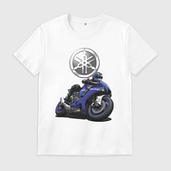 Футболка хлопковая мужская Yamaha Racing team, цвет: белый