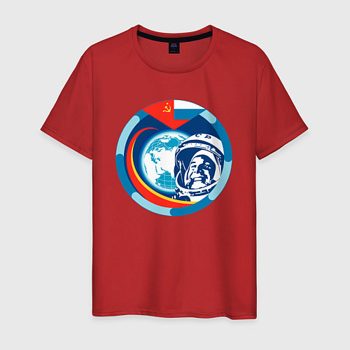 Мужская футболка Первый Космонавт Юрий Гагарин 1 / Красный – фото 1