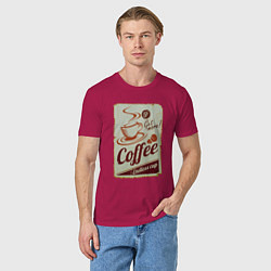 Футболка хлопковая мужская Coffee Cup Retro, цвет: маджента — фото 2