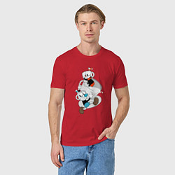 Футболка хлопковая мужская Чашки Cuphead, цвет: красный — фото 2